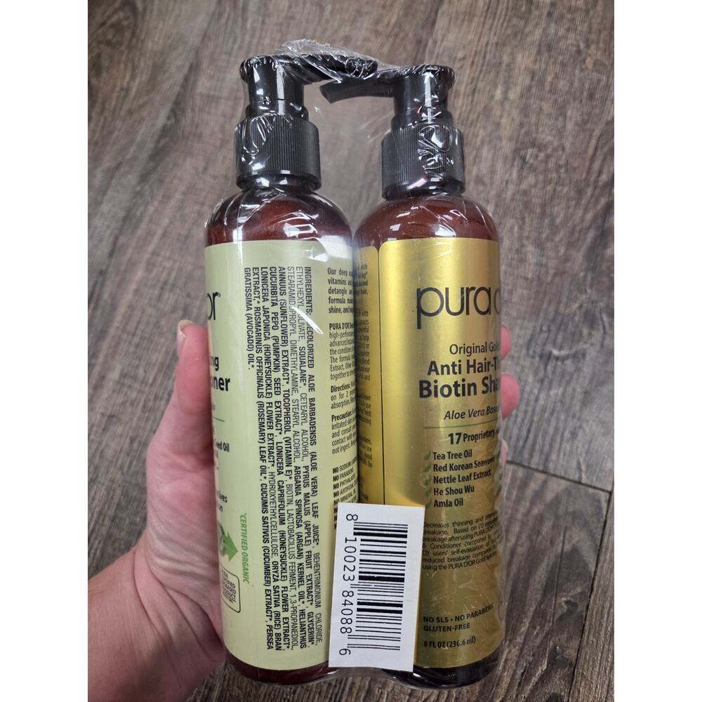 PURA D'OR Dor Advanced Therapy Shampoo + Conditioner Set Reduces Thinning 8oz